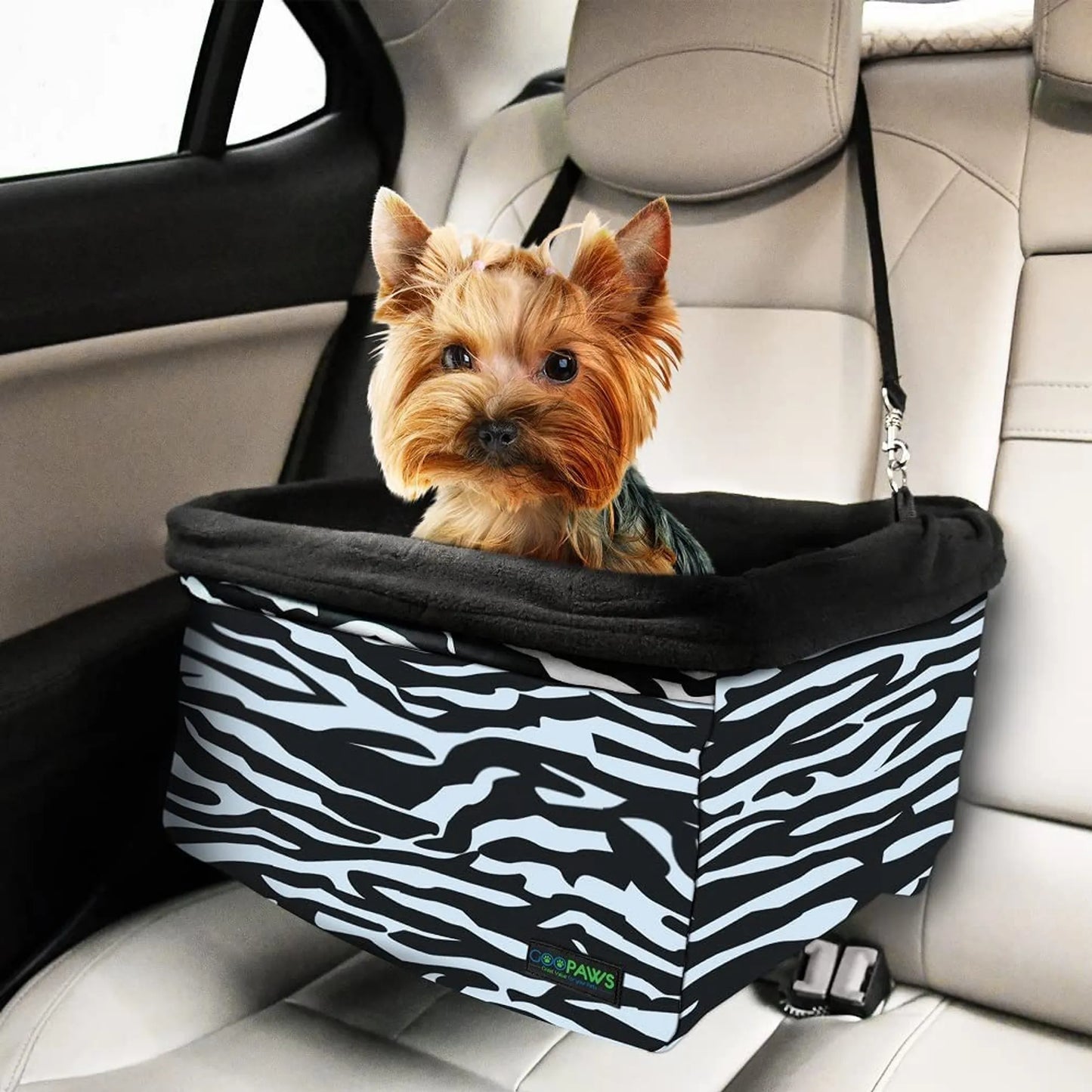 JESPET & GOOPAWS Dog Booster Seats for Cars, Portable Dog Car Seat Travel Carrier with Seat Belt for 24lbs Pets