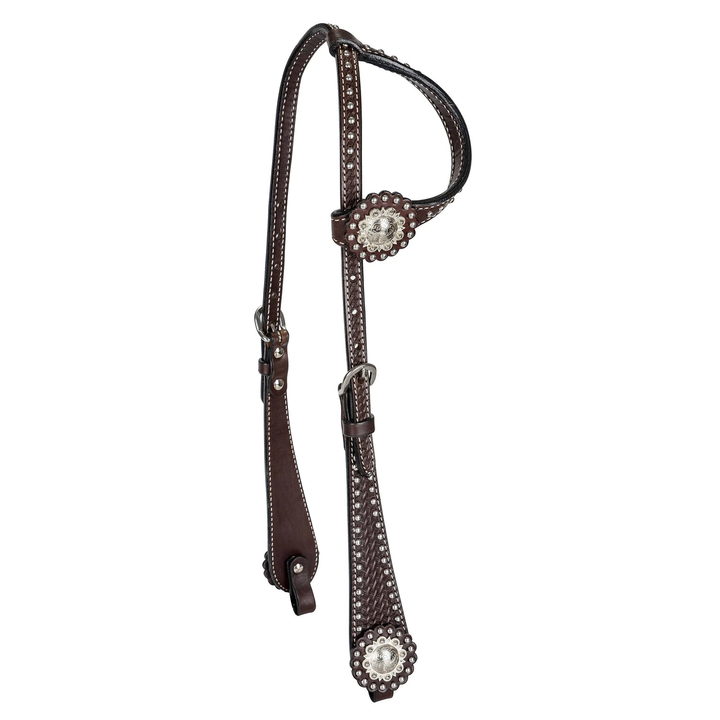 TABELO One Ear Headstall with Tooling & SS Spots