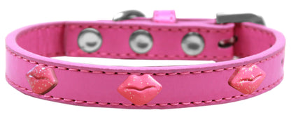 Dog, Puppy & Pet Widget Fashion  Collar, "Pink Glitter Lips"