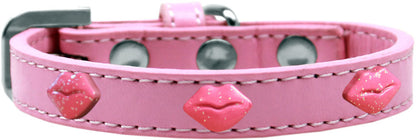 Dog, Puppy & Pet Widget Fashion  Collar, "Pink Glitter Lips"