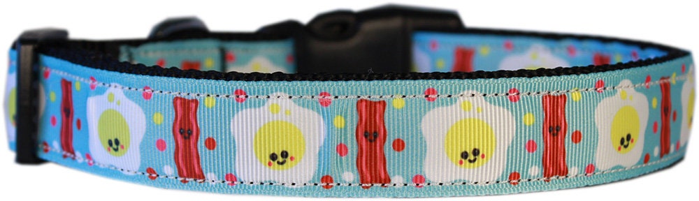 Pet Dog & Cat Nylon Collar or Leash, "Happy Bacon"