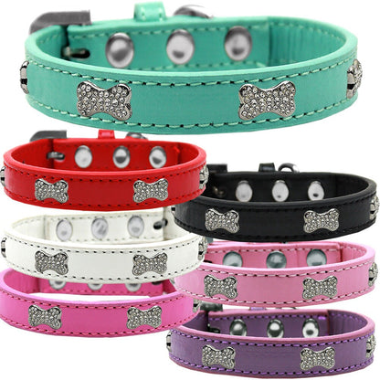 Dog, Puppy & Pet Premium Collar, "Clear Crystal Bone"