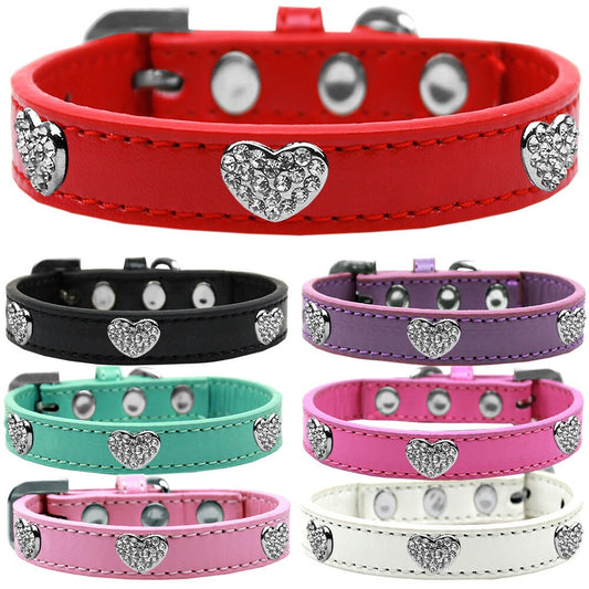 Dog, Puppy & Pet Premium Collar, "Clear Crystal Heart"