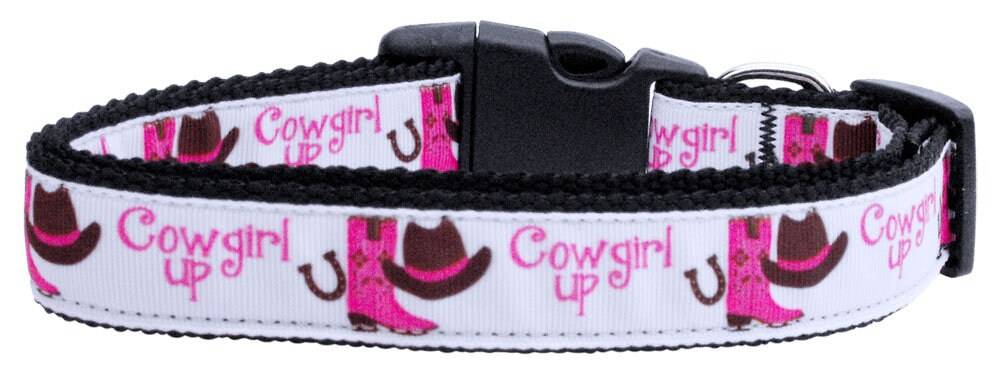 Pet Dog & Cat Nylon Collar or Leash, "Cowgirl Up"