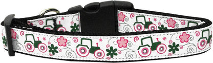 Pet Dog & Cat Nylon Collar or Leash, "Pink Tractors"