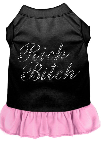 Pet Dog & Cat Dress Rhinestone, "Rich Bitch"