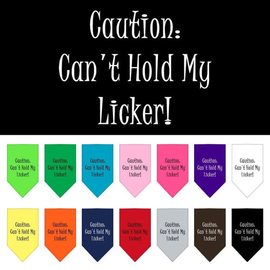 Pet and Dog Bandana Screen Printed, "Caution: Can't Hold My Licker"