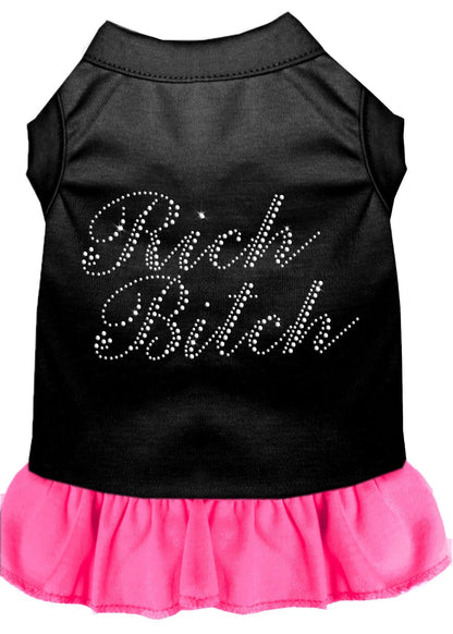 Pet Dog & Cat Dress Rhinestone, "Rich Bitch"