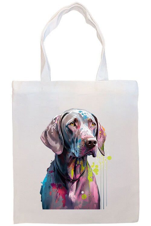 Canvas Tote Bag, Zippered With Handles & Inner Pocket, "Weimaraner"