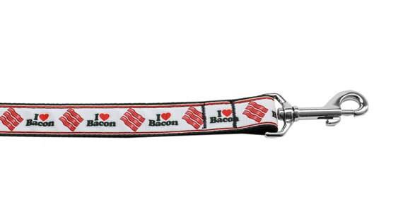 Pet Dog & Cat Nylon Collar or Leash, "I Love Bacon"