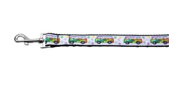 Pet Dog & Cat Nylon Collar or Leash, "Peace Bus"