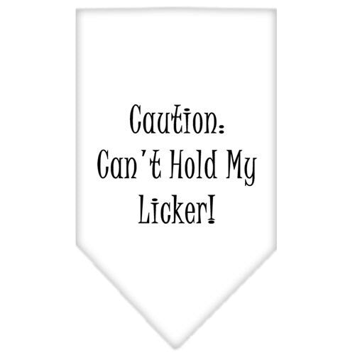 Pet and Dog Bandana Screen Printed, "Caution: Can't Hold My Licker"