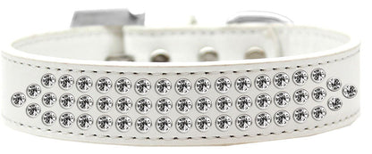 Three Row Clear Crystal Dog Collar