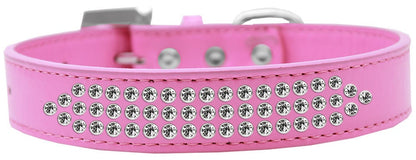 Three Row Clear Crystal Dog Collar